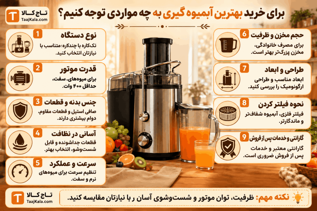 نکات مهم هنگام خرید آبمیوه گیری